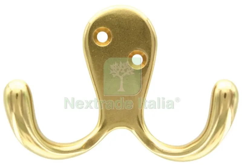 25PZ Gancio ANT. ART. 43002 MM.71X52 2 Posti Ottone Lucido — Ferramenta per legno e mobili — rif. FERX.1460 25PZ Gancio ANT. ART. 43002 MM.71X52 2 Posti Ottone Lucido — Ferramenta per legno e mobili — rif. FERX.1460