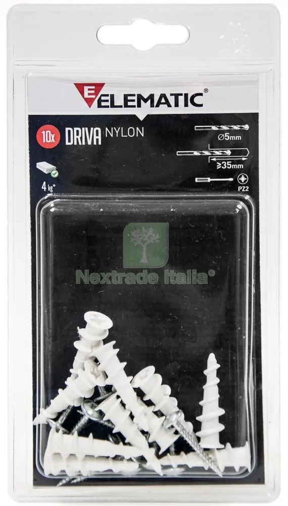 15CF ELEMATIC BLISTER TASSELLO DRIVA 5X30 CON VITE 10 PZ — Tasselli e ancoraggi — rif. FERX.14882
