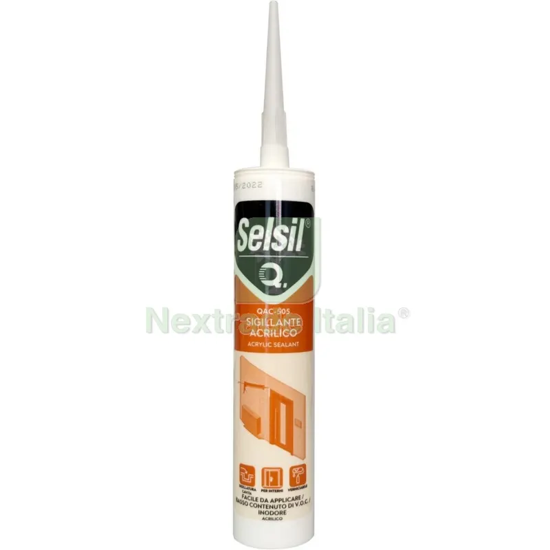 25PZ SELSIL CARTUCCIA SILICONE ACRILICO QAC-505 BIANCO 310ML — Adesivi e sigillanti — rif. FERX.14900 25PZ SELSIL CARTUCCIA SILICONE ACRILICO QAC-505 BIANCO 310ML — Adesivi e sigillanti — rif. FERX.14900