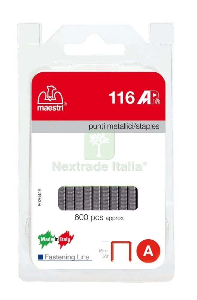 MAESTRI BLISTER PUNTI ART. 116AP (PZ.600) — Chiodi e graffe — rif. FERX.14925 MAESTRI BLISTER PUNTI ART. 116AP (PZ.600) — Chiodi e graffe — rif. FERX.14925