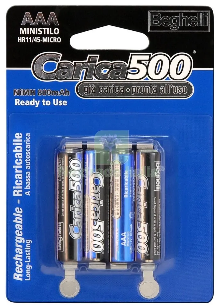 10BLISTER Beghelli Batterie Ricaricabili MAH800 Ministilo BL.4 8852 — Illuminazione — rif. FERX.14956