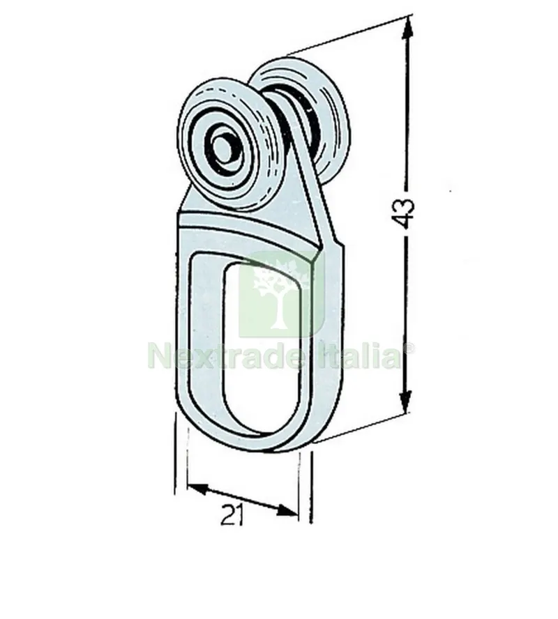 50PZ Omge Carrello Nylon ART. 902 con 2 Ruote Acciaio — Ferramenta porte e finestre — rif. FERX.15085 50PZ Omge Carrello Nylon ART. 902 con 2 Ruote Acciaio — Ferramenta porte e finestre — rif. FERX.15085