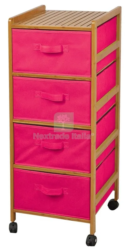 Cassettiera Bamboo/TNT Fucsia CM 36X36X90H 4 Cassetti — Arredo — rif. FERX.15425
