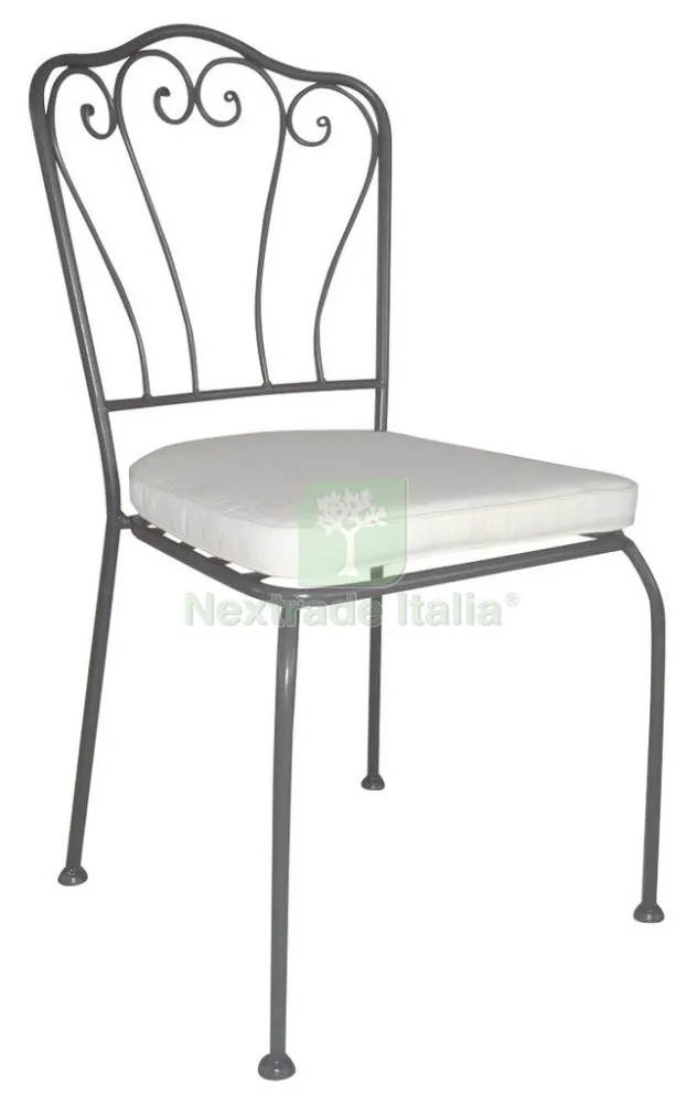 6PZ Sedia"new Elegant"in Ferro Battuto con Cuscino — Arredo — rif. FERX.15583 6PZ Sedia"new Elegant"in Ferro Battuto con Cuscino — Arredo — rif. FERX.15583