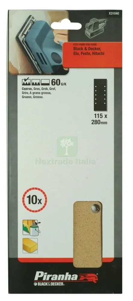 PIRANHA X31040 10 FOGLI FORATI 115X280 GR.60 — Tubi e raccordi — rif. FERX.15698 PIRANHA X31040 10 FOGLI FORATI 115X280 GR.60 — Tubi e raccordi — rif. FERX.15698
