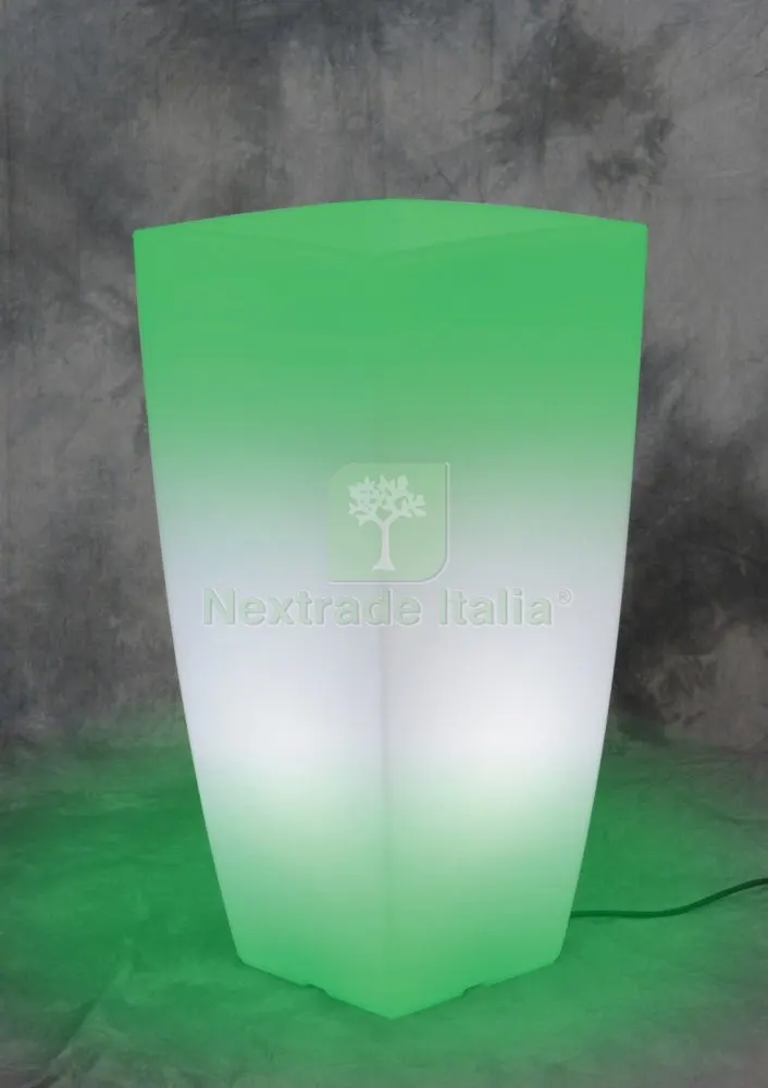VASO HOME LIGHT QUADRO CM 33X33X70H COLORE BIANCO GHIACCIO LUCE VERDE — Vasi e fioriere — rif. FERX.16208 VASO HOME LIGHT QUADRO CM 33X33X70H COLORE BIANCO GHIACCIO LUCE VERDE — Vasi e fioriere — rif. FERX.16208