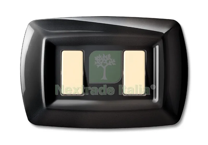 10PZ TONDO' PLACCA MOD.MAGIC TERMOPLASTICA A 2 POSTI COLOR NERA — Interruttori e prese — rif. FERX.16826 10PZ TONDO' PLACCA MOD.MAGIC TERMOPLASTICA A 2 POSTI COLOR NERA — Interruttori e prese — rif. FERX.16826