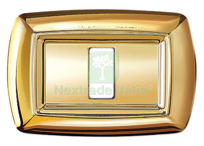 10PZ TONDO' PLACCA MOD.MAGIC TERMOPLASTICA A 1 POSTO COLOR ORO — Interruttori e prese — rif. FERX.16855 10PZ TONDO' PLACCA MOD.MAGIC TERMOPLASTICA A 1 POSTO COLOR ORO — Interruttori e prese — rif. FERX.16855