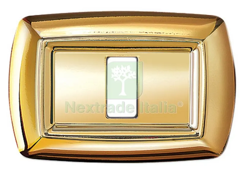 10PZ TONDO' PLACCA MOD.MAGIC TERMOPLASTICA A 2 POSTI COLOR ORO — Interruttori e prese — rif. FERX.16916