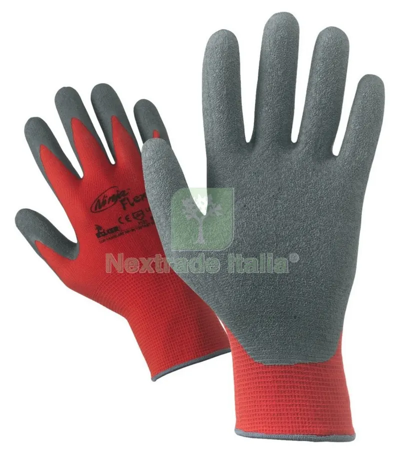 12PAIA GUANTI NYLON/LATTICE ROSSO/GRIGIO TG.10 — Guanti da lavoro — rif. FERX.17308
