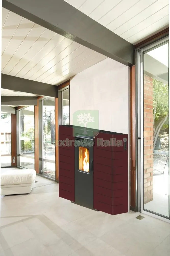 Stufa Pellet King Slim Canalizzata KW10 Bordeaux — Stufe e camini — rif. FERX.17378 Stufa Pellet King Slim Canalizzata KW10 Bordeaux — Stufe e camini — rif. FERX.17378