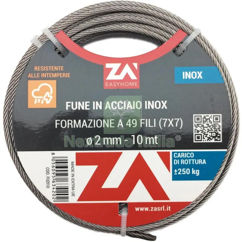 CAVETTO ACCIAIO INOX 49F DIAM.8 MT 10 — Fili, cavetti e catene metalliche — rif. FERX.1748 CAVETTO ACCIAIO INOX 49F DIAM.8 MT 10 — Fili, cavetti e catene metalliche — rif. FERX.1748
