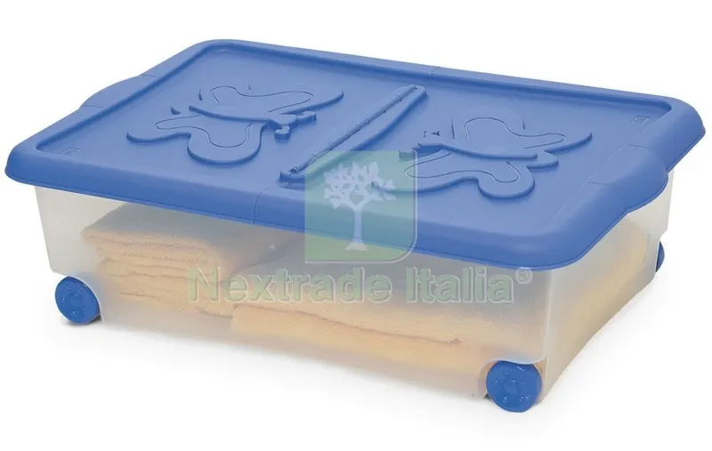 10PZ CONTENITORE CON RUOTE E COPERCHIO 60X40H18 CM — Casalinghi e organizzazione — rif. FERX.1809 10PZ CONTENITORE CON RUOTE E COPERCHIO 60X40H18 CM — Casalinghi e organizzazione — rif. FERX.1809