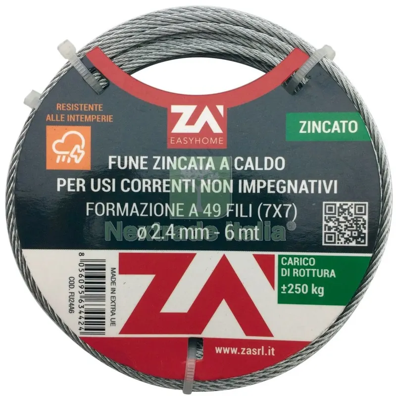 CAVETTO ACCIAIO ZINCATO 42FDIAMETRO. 1,5 MT 25 — Fili, cavetti e catene metalliche — rif. FERX.1834 CAVETTO ACCIAIO ZINCATO 42FDIAMETRO. 1,5 MT 25 — Fili, cavetti e catene metalliche — rif. FERX.1834