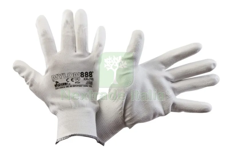 12PAIA GUANTI NYLON/888 PALMO POLIURETANO TG. 8 — Guanti da lavoro — rif. FERX.18805