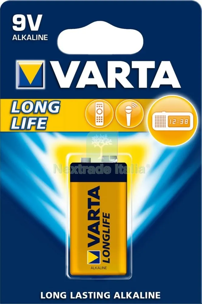 10BLISTER VARTA LONGLIFE ALCALINE TRANSISTOR 9V BL.1 PZ — Caricabatterie e alimentatori — rif. FERX.18869