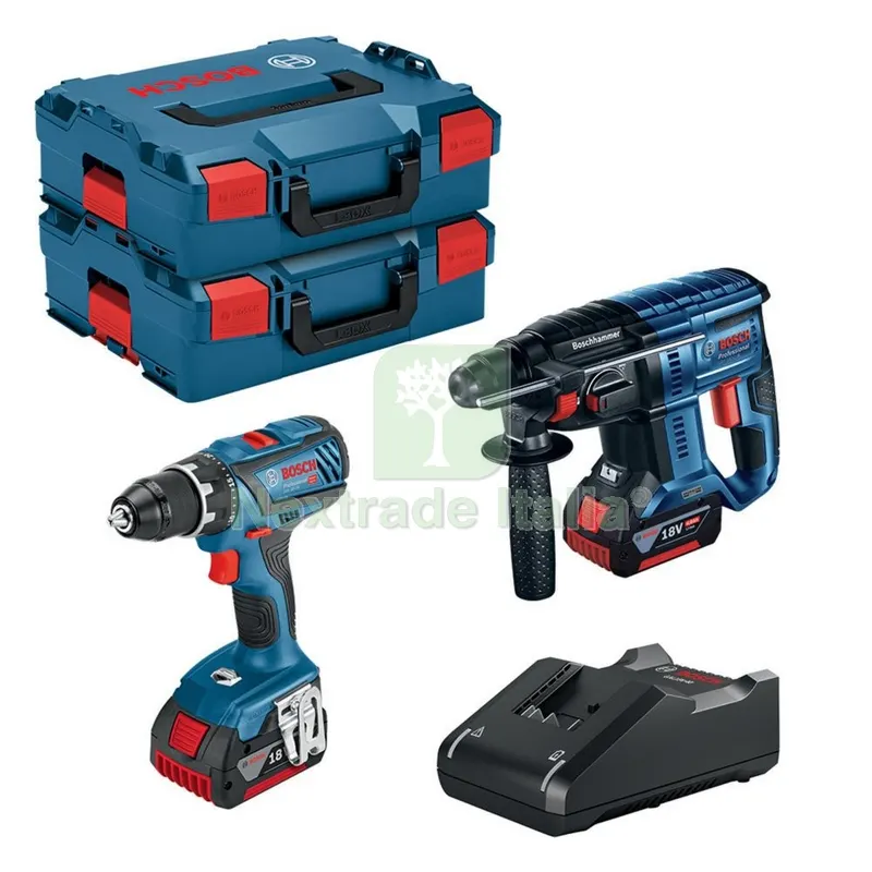 Bosch-B Superkit Batteria 18V TRAPANO+MARTELLO+2BATTERIE 4,0AH+CARICABATTERIE — Batterie e caricabatterie — rif. FERX.1897 Bosch-B Superkit Batteria 18V TRAPANO+MARTELLO+2BATTERIE 4,0AH+CARICABATTERIE — Batterie e caricabatterie — rif. FERX.1897