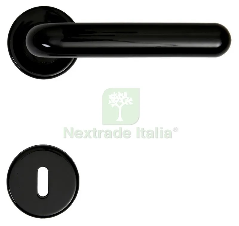 10COPPIE Maniglia Margherita con Rosetta Colore Nero — Maniglie e pomelli — rif. FERX.19197