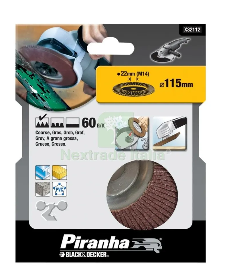 PIRANHA X32112 DISCO LAMELLE DIAMETRO 115 GR.60 — Tubi e raccordi — rif. FERX.19568 PIRANHA X32112 DISCO LAMELLE DIAMETRO 115 GR.60 — Tubi e raccordi — rif. FERX.19568