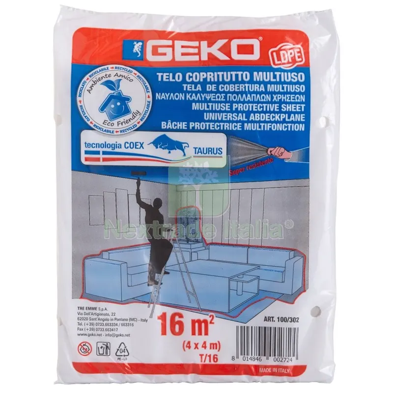 90PZ TELONE COPRITUTTO POLIETILENE 4X 4 M 150 G 10MY — Teli e film di protezione — rif. FERX.19684 90PZ TELONE COPRITUTTO POLIETILENE 4X 4 M 150 G 10MY — Teli e film di protezione — rif. FERX.19684