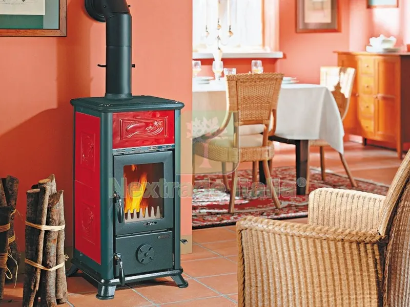 Stufa a Legna Dorella Ceramica L8 x Liberty Bordeaux Nordica Extraflame — Stufe e camini — rif. FERX.19786