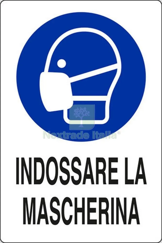 10PZ Targa 20X30 Indossare la Mascherina — Protezioni corpo — rif. FERX.20584