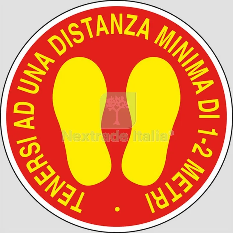 ETICHETTA ADESIVA DIAMETRO 20CM TENERSI A DISTANZA DI 1-2MT — Segnaletica e cartelli cantiere — rif. FERX.21110
