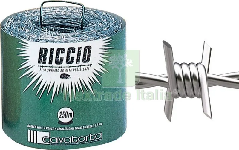 Filo Spinato Zincato per Rete per Recinzione"riccio"filo N. 11,5 Rotolo 100 MT — Reti e recinzioni — rif. FERX.2112 Filo Spinato Zincato per Rete per Recinzione"riccio"filo N. 11,5 Rotolo 100 MT — Reti e recinzioni — rif. FERX.2112