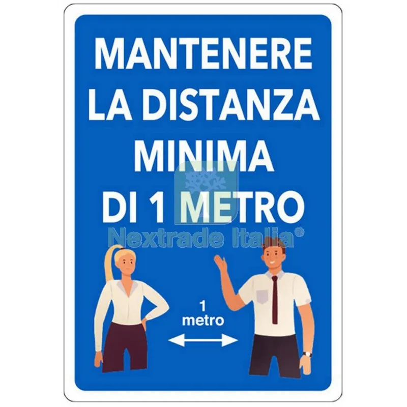 ETICHETTA ADESIVA 30X20 MANTENERE DISTANZA MINIMA DI 1MT — Segnaletica e cartelli cantiere — rif. FERX.21169