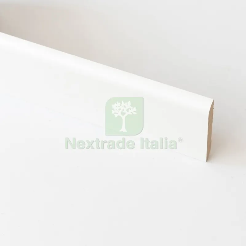 10PZ Battiscopa in MDF Bianco MM.10X70X2400 — Profili e angolari decorativi — rif. FERX.2185