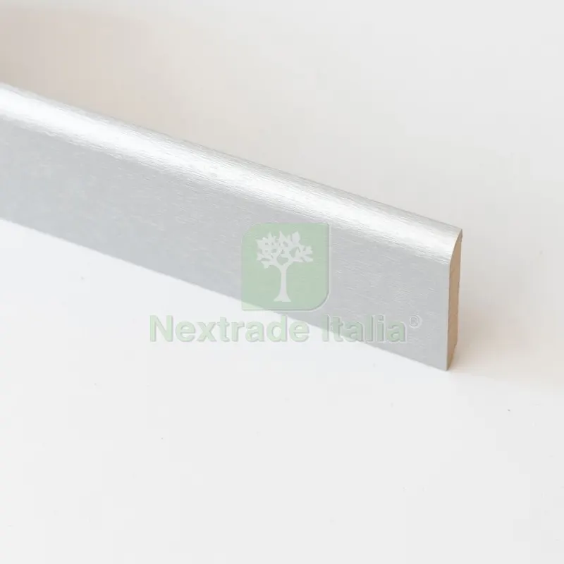 10PZ Battiscopa in MDF Alluminio MM.10X70X2400 — Profili e angolari decorativi — rif. FERX.2189