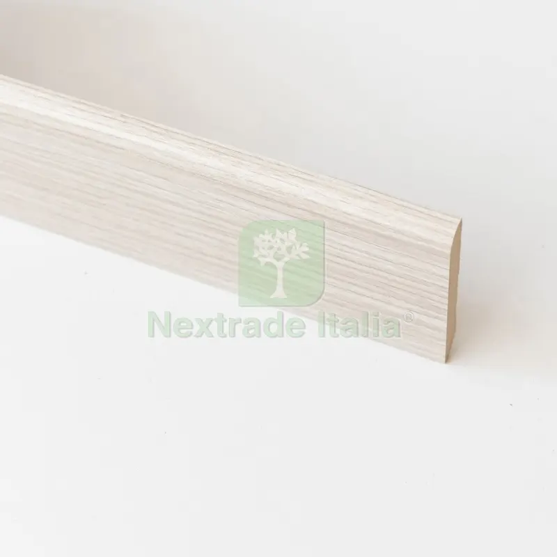 10PZ BATTISCOPA 70X10 MM MDF 240 CM ROVERE SBIANCATO — Profili e angolari decorativi — rif. FERX.2197 10PZ BATTISCOPA 70X10 MM MDF 240 CM ROVERE SBIANCATO — Profili e angolari decorativi — rif. FERX.2197
