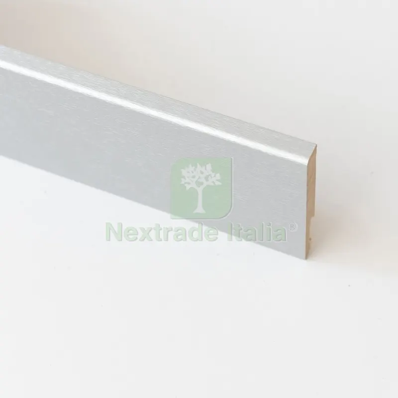 5PZ Battiscopa in MDF Alluminio MM.11/14X80X2400 — Profili e angolari decorativi — rif. FERX.2217