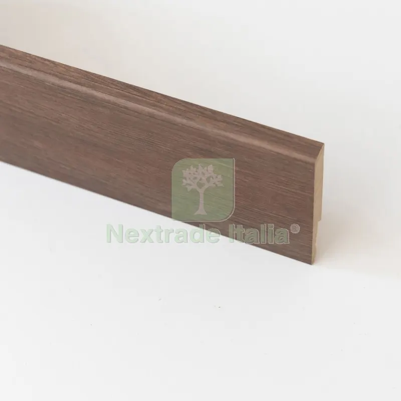 5PZ BATTISCOPA IN MDF NOCE SCURO MM.11/14X80X2400 — Profili e angolari decorativi — rif. FERX.2244 5PZ BATTISCOPA IN MDF NOCE SCURO MM.11/14X80X2400 — Profili e angolari decorativi — rif. FERX.2244
