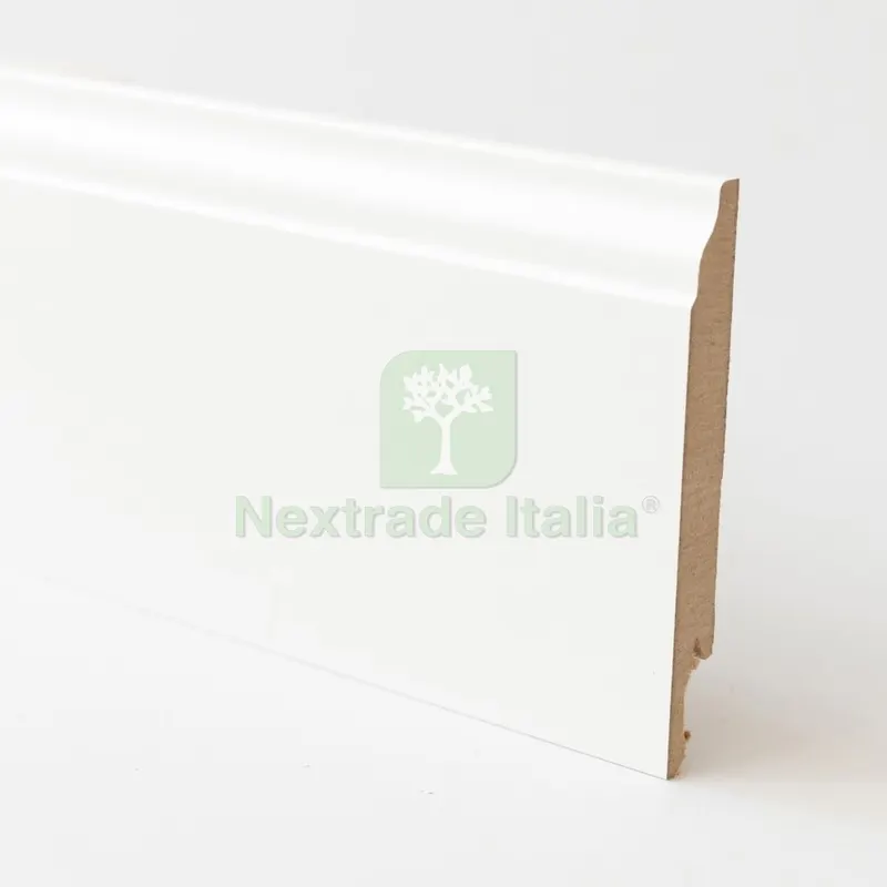 5PZ Battiscopa in MDF Barocco Bianco MM.14X120X2400 — Profili e angolari decorativi — rif. FERX.2249