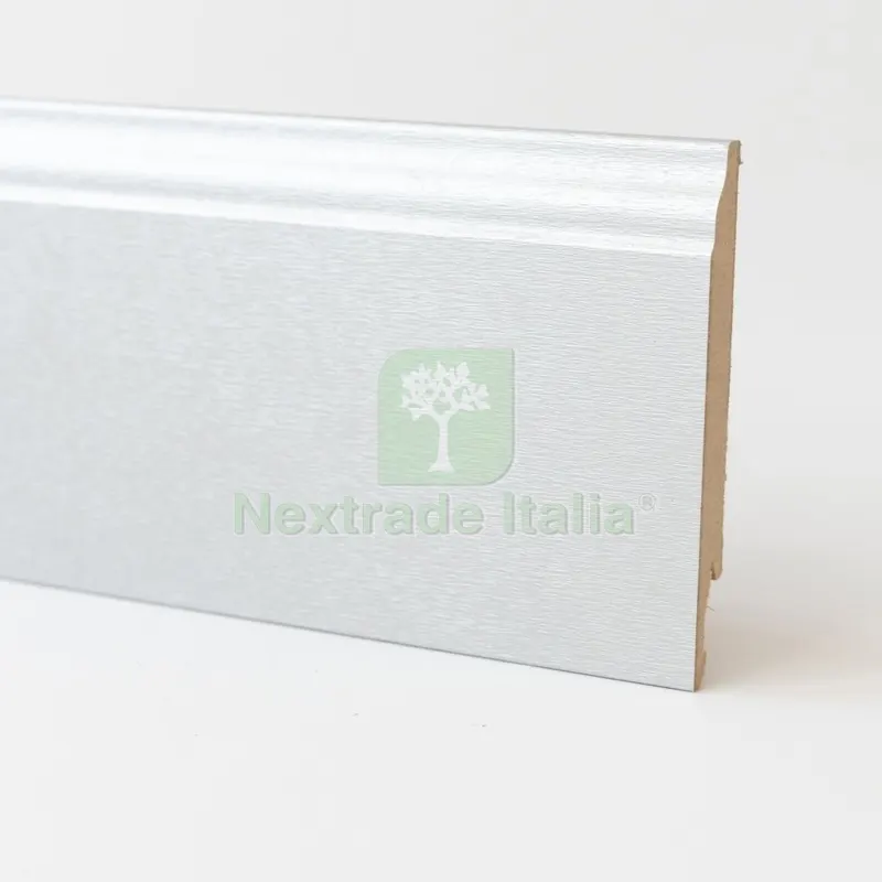 5PZ BATTISCOPA IN MDF BAROCCO ALLUMINIO MM.14X120X2400 — Profili e angolari decorativi — rif. FERX.2250 5PZ BATTISCOPA IN MDF BAROCCO ALLUMINIO MM.14X120X2400 — Profili e angolari decorativi — rif. FERX.2250
