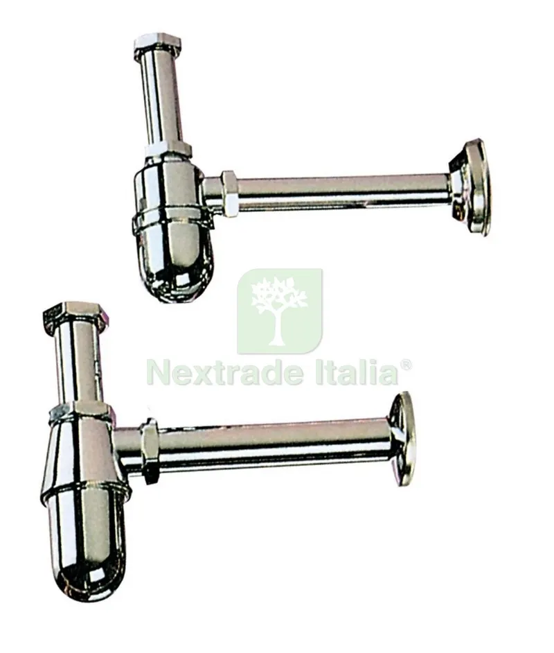SIFONE A BOTTIGLIA IN OTTONE CROMATO GR. 1.1/4 — Scarichi e sifoni — rif. FERX.23183