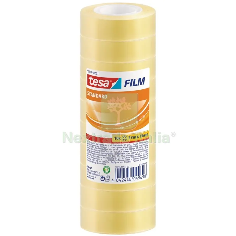 TESA NASTRO TRASPARENTE TORRE 10PZ. M.33X15MM — Misurazione e taglio manuale — rif. FERX.2356 TESA NASTRO TRASPARENTE TORRE 10PZ. M.33X15MM — Misurazione e taglio manuale — rif. FERX.2356