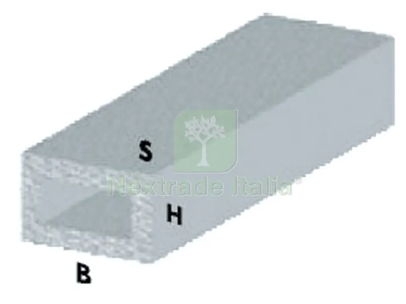 5PZ PROFILO ARGENTO H.100 cm TUBO RETTANGOLARE 30X15X1 mm — Profili e angolari decorativi — rif. FERX.2373