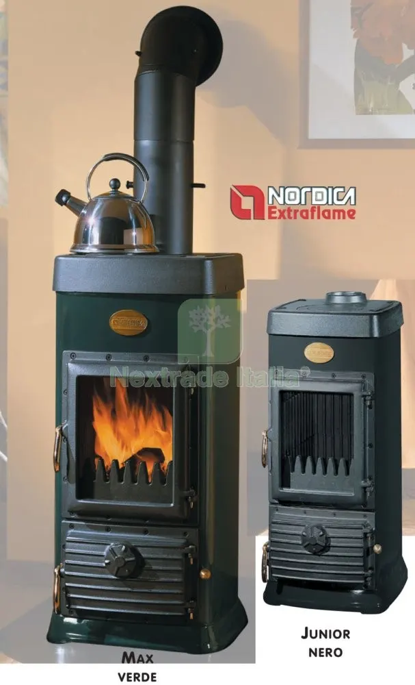 Stufa a Fuoco Continuo Max Panoramica Nera — Pompe — rif. FERX.24040