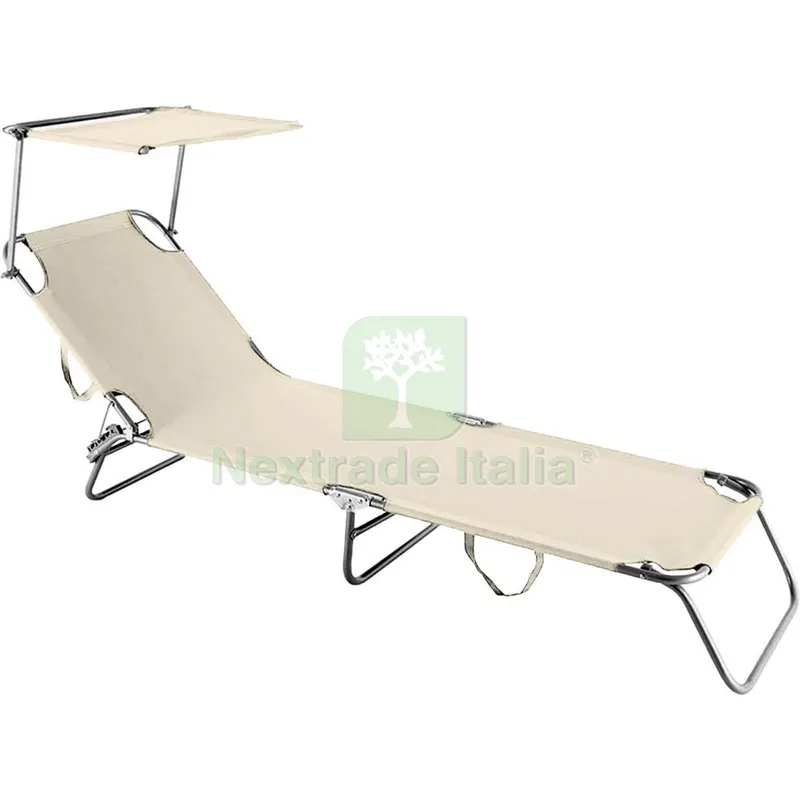 Lettino con Parasole MOD. Rimini-Ecru e — Tempo libero outdoor — rif. FERX.2407 Lettino con Parasole MOD. Rimini-Ecru e — Tempo libero outdoor — rif. FERX.2407
