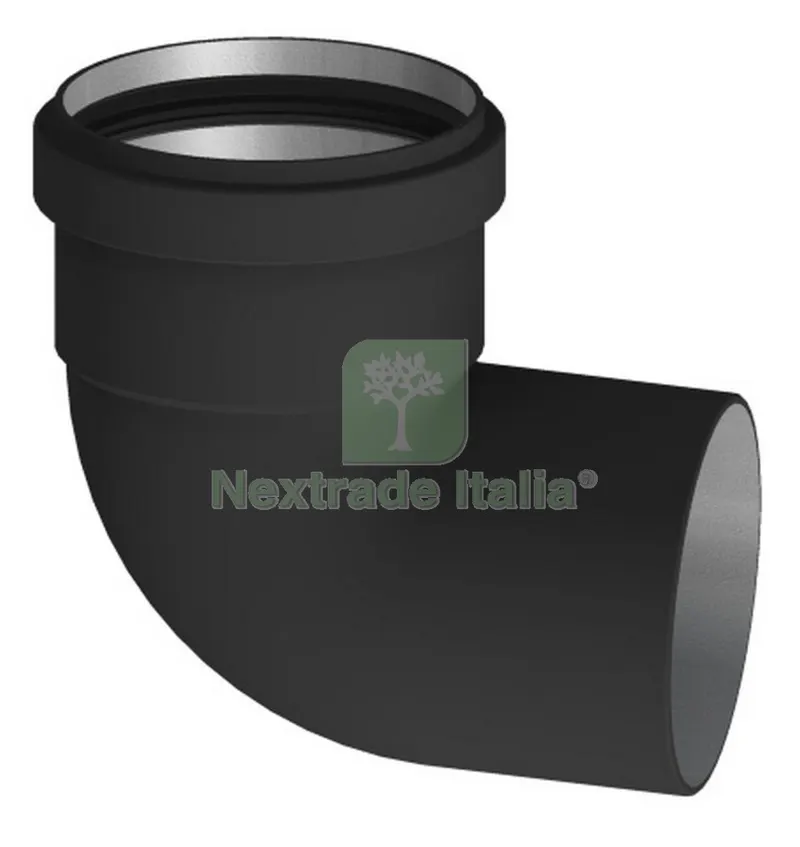 Gomito in Alluminio Pressofuso Nero Gomito 90° Diametro 80MF x Pellet — Stufe e camini — rif. FERX.24229