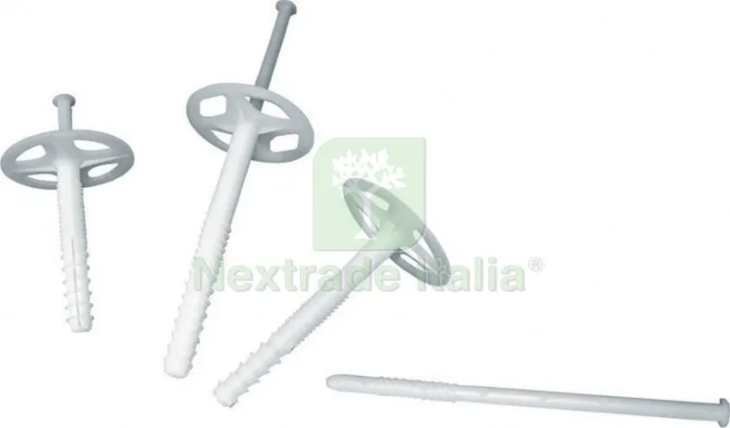 250PZ TASSELLO NYLON BIANCO X CAPPOTTO CON CHIODO MM. 90 — Tasselli e ancoraggi — rif. FERX.24439
