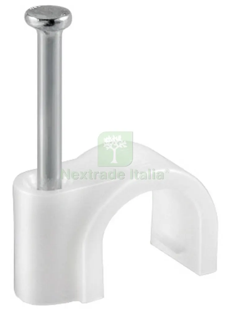6CF Fissacavi PVC con Chiodo MM.10 Confezione 50 PZ. — Chiodi e graffe — rif. FERX.25028 6CF Fissacavi PVC con Chiodo MM.10 Confezione 50 PZ. — Chiodi e graffe — rif. FERX.25028