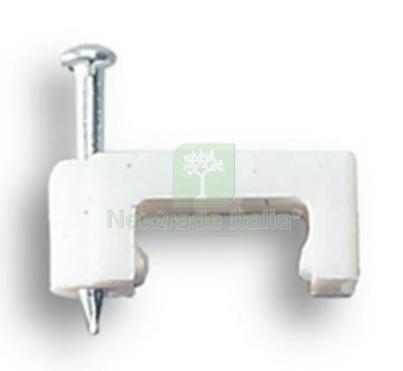 FISSACAVI PVC PIATTI CON CHIODO MM.8 CONFEZIONE 25 PZ — Chiodi e graffe — rif. FERX.25041 FISSACAVI PVC PIATTI CON CHIODO MM.8 CONFEZIONE 25 PZ — Chiodi e graffe — rif. FERX.25041
