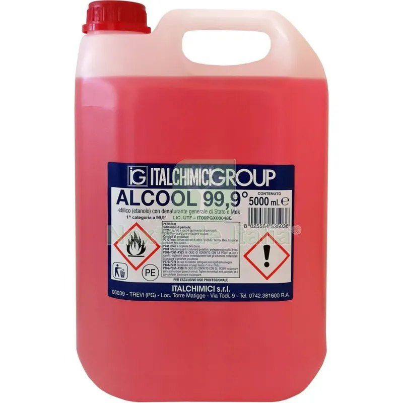 4PZ ALCOOL DENATURATO 99,9 CERTIFICATO LT.5(ITALCHIMICI) — Diluenti e solventi — rif. FERX.2589