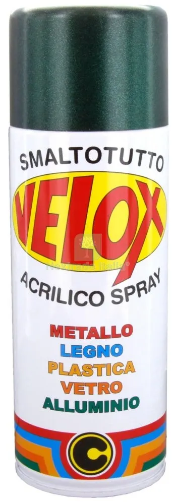 6PZ VELOX SPRAY METALLIZZATO VERDE B162 — Stucchi e rasanti — rif. FERX.25906 6PZ VELOX SPRAY METALLIZZATO VERDE B162 — Stucchi e rasanti — rif. FERX.25906
