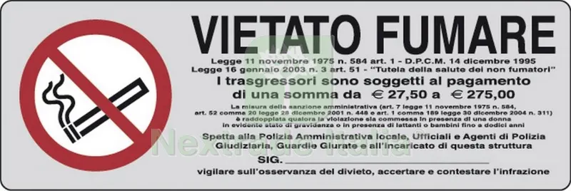 10PZ ETICHETTA ADESIVA 150X50 VIETATO FUMARE — Segnaletica e cartelli cantiere — rif. FERX.26344