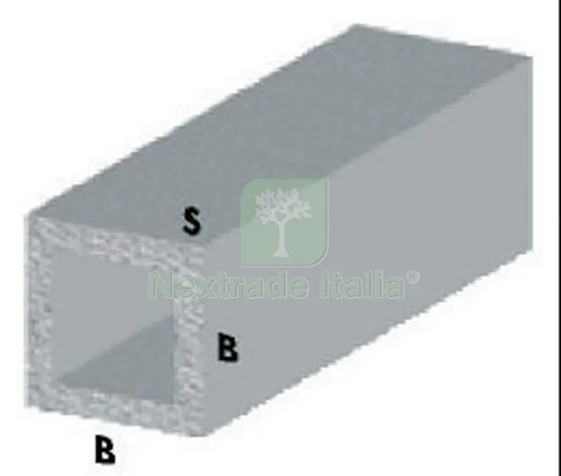 5PZ PROFILO ARGENTO H.100 cm TUBO QUADRO 15X15X1 mm — Profili e angolari decorativi — rif. FERX.26400