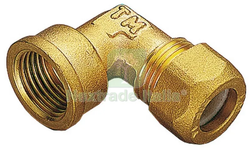 10PZ GOMITI IN OTTONE BICONO FEMMINA GAS 12X1/2 PES — Tubi e raccordi — rif. FERX.26614